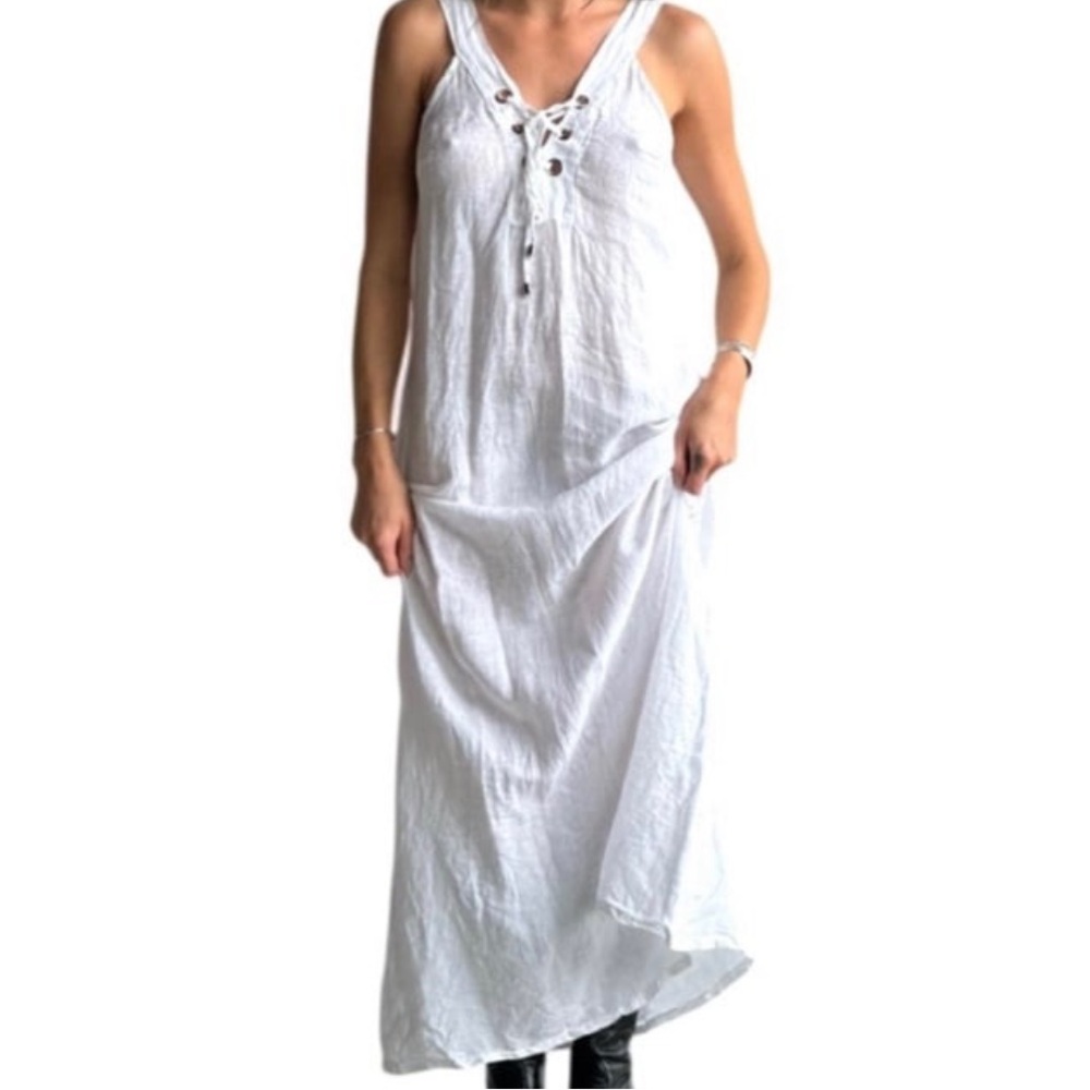 Laura Gotti  White linen Maxi Dress M